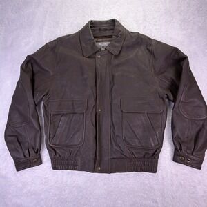 VTG Wilsons Leather Jacket Mens Large Bomber Biker Zip Out Liner - Brown ✅